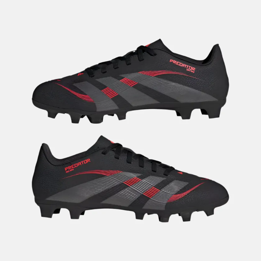Adidas Predator Club Firm Multi-Ground Football Shoes -Core Black/Grey Four/Lucid Red Youth Athlete Quick Tread