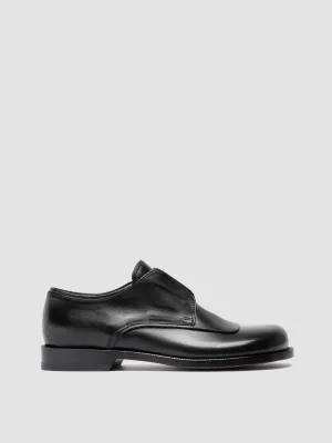 EMERALD 003 - Black Leather Derby Shoes Outfit Key Gold Tone