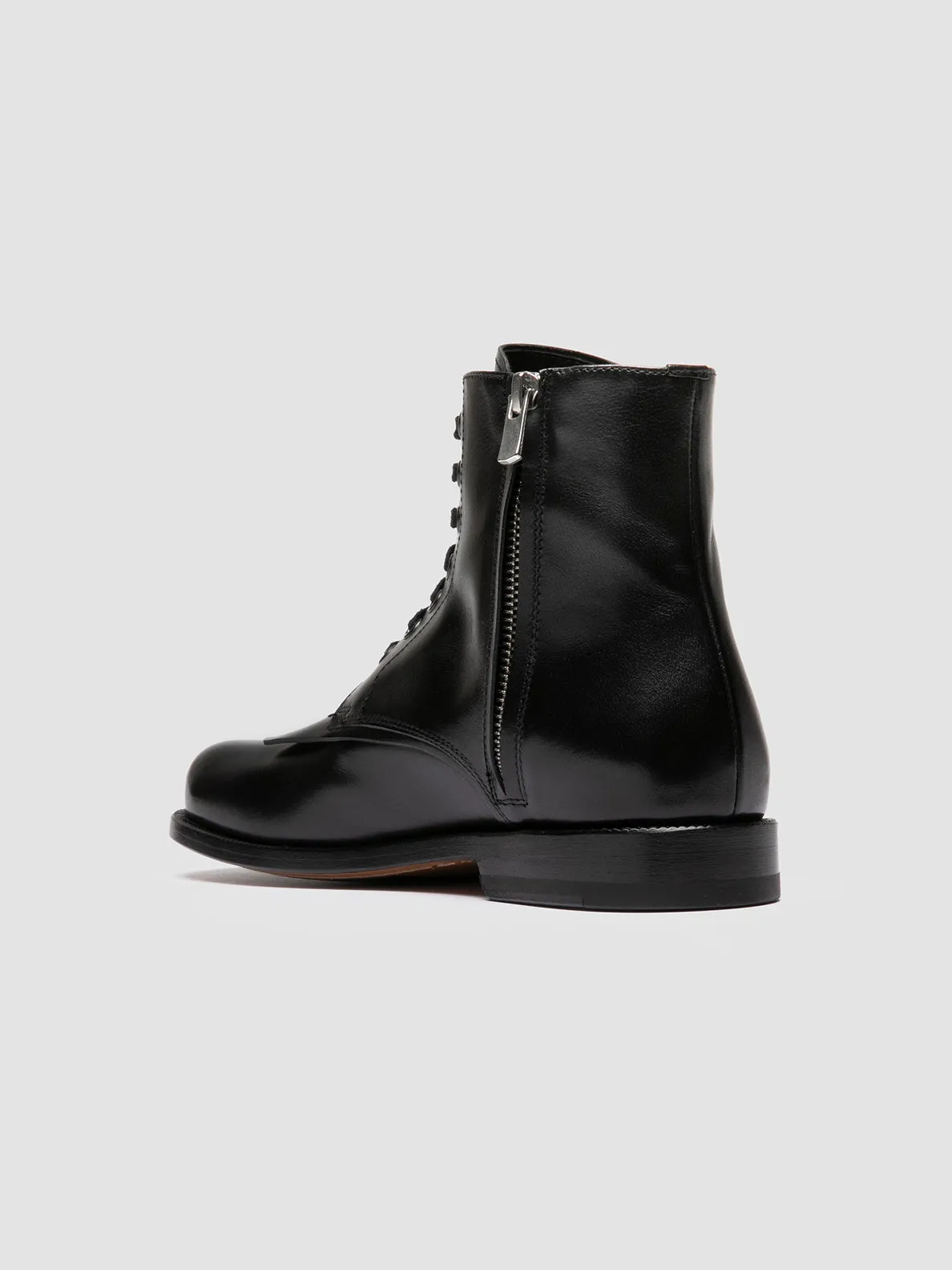 Young Mood City Run EMERALD 004 - Black Leather Lace-up Boots