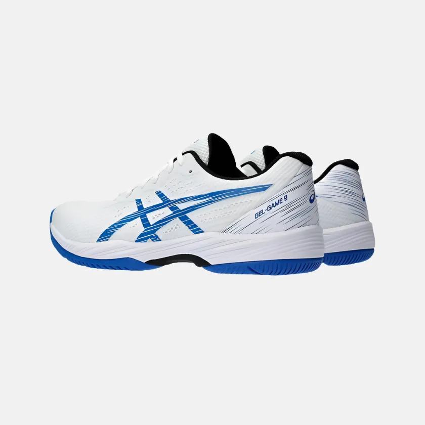 Comfortable Walk Asics GEL-GAME 9 Men's Tennis Shoes -White/Tuna Blue
