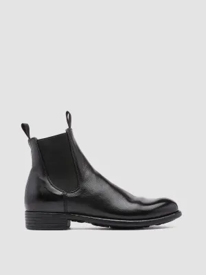 CALIXTE 004 - Black Leather Chelsea Boots Autumn Cool Comfort Wedge