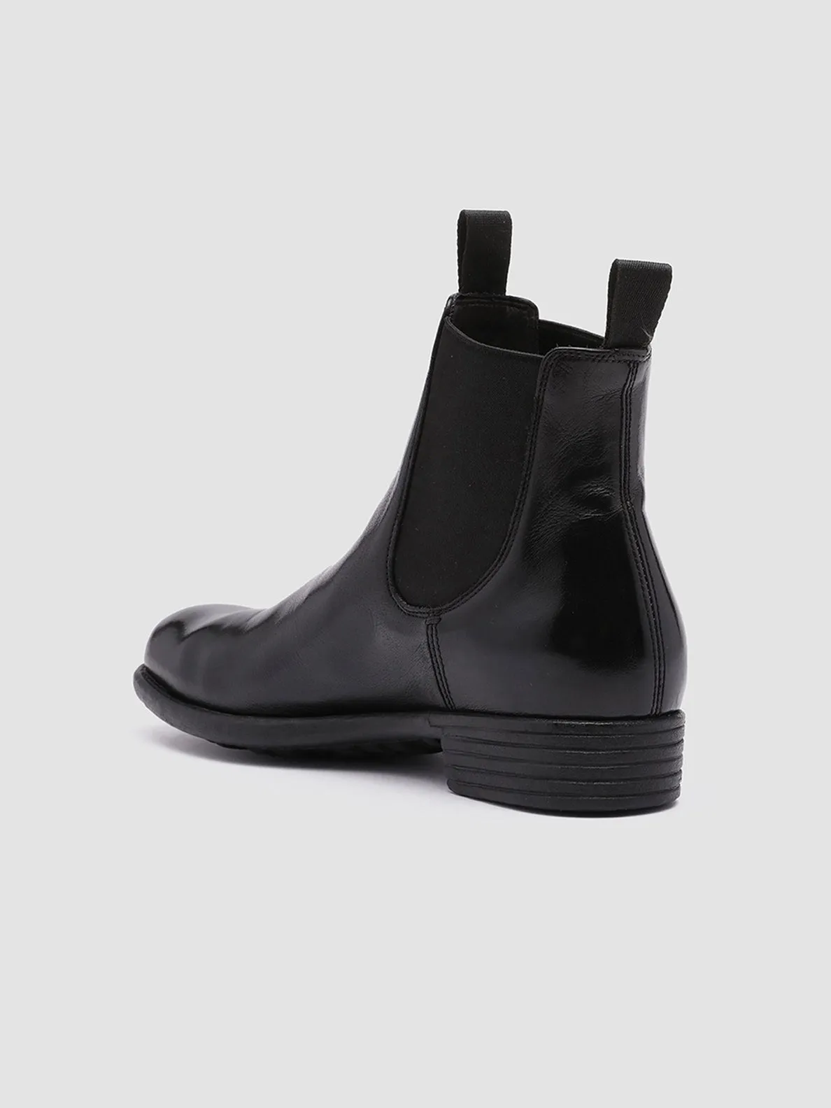 CALIXTE 004 - Black Leather Chelsea Boots Stone Grip