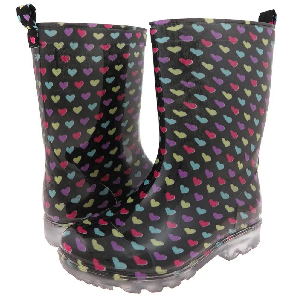 Cold Walking Protection Comfy Design Girls Hearts Jelly Rain Boot