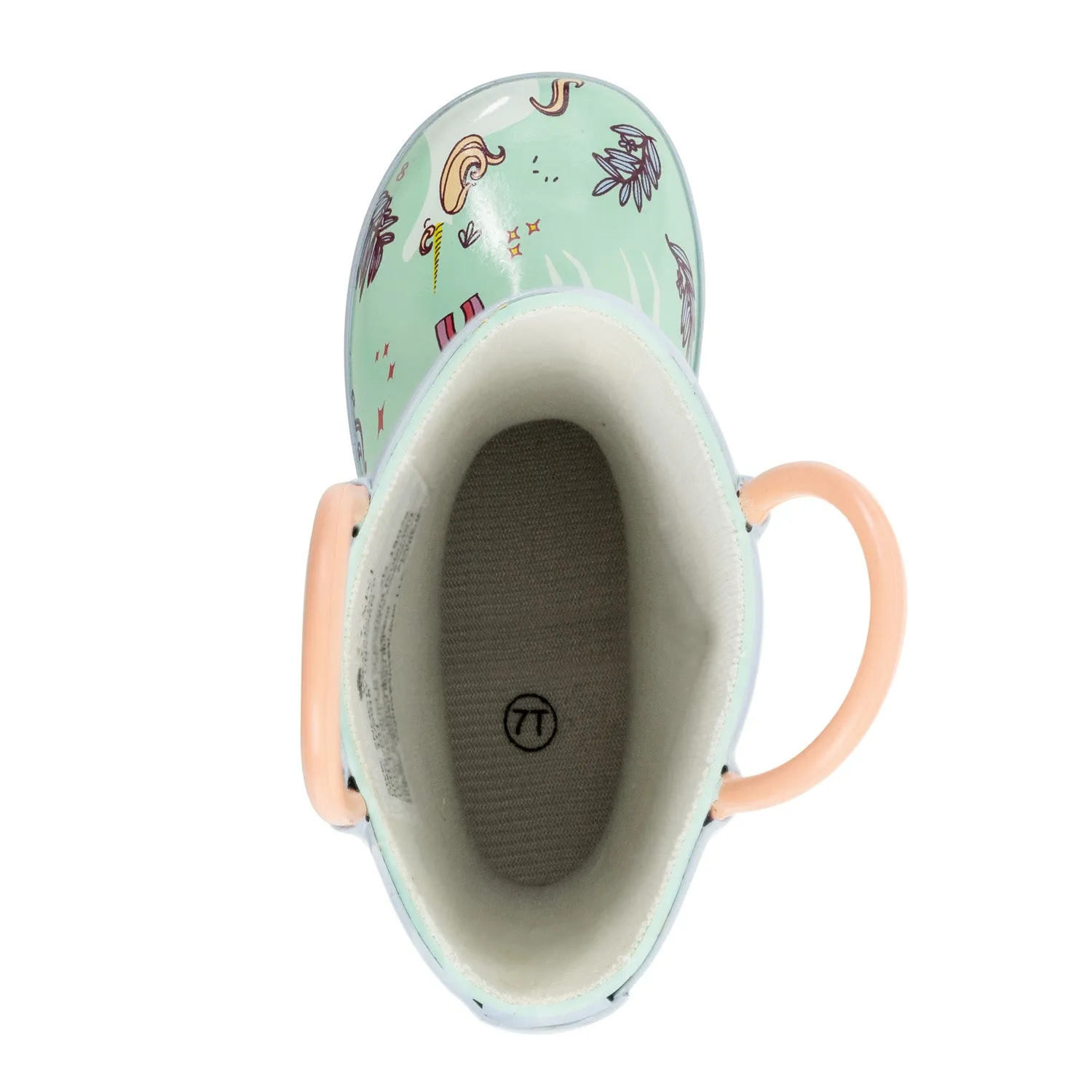 Snooty Unicorn Loop Handle Rubber Rain Boots Quick Slip On