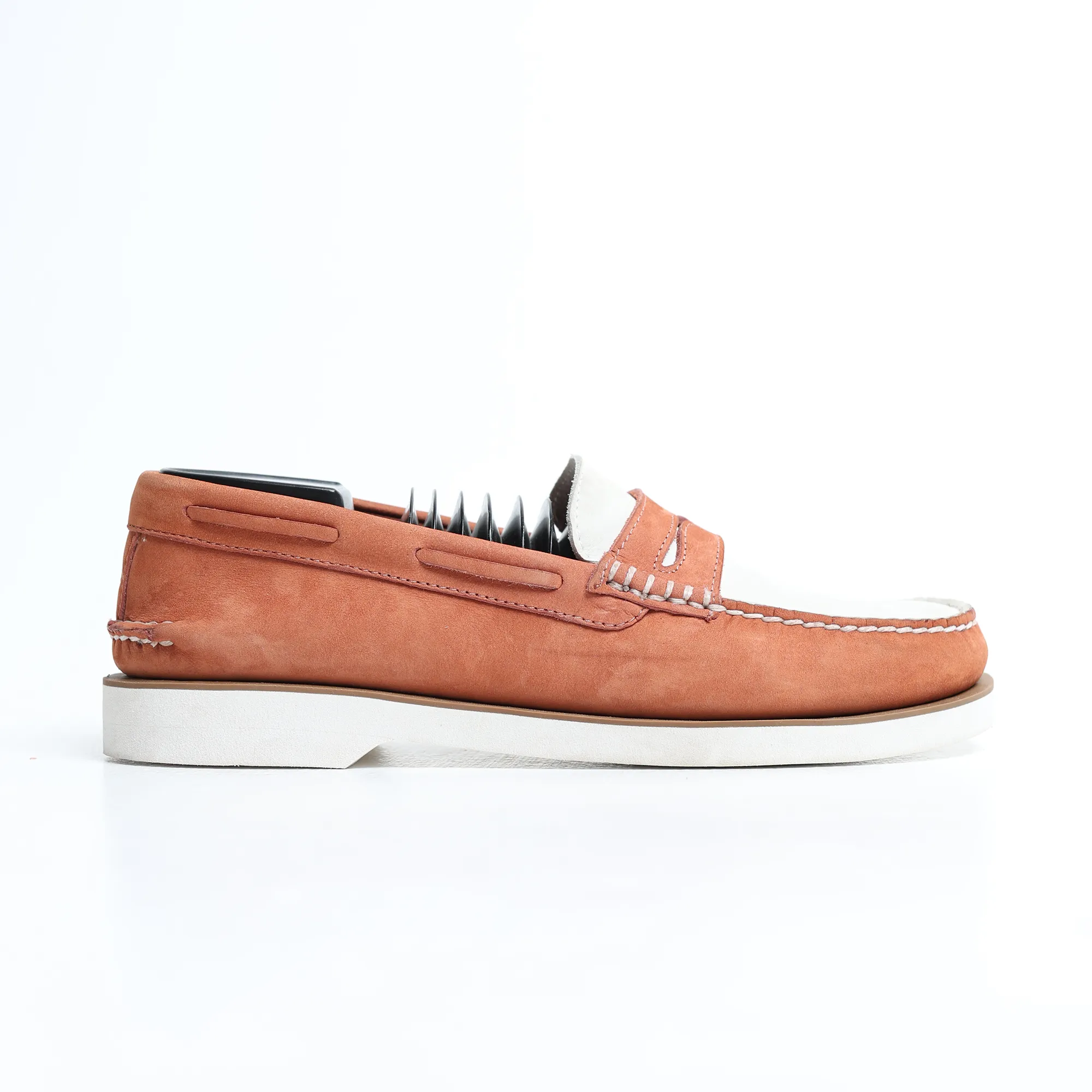 Two-Tone Design Sperry - Men's Authentic Original Double Sole Penny Loafer -White / Baked