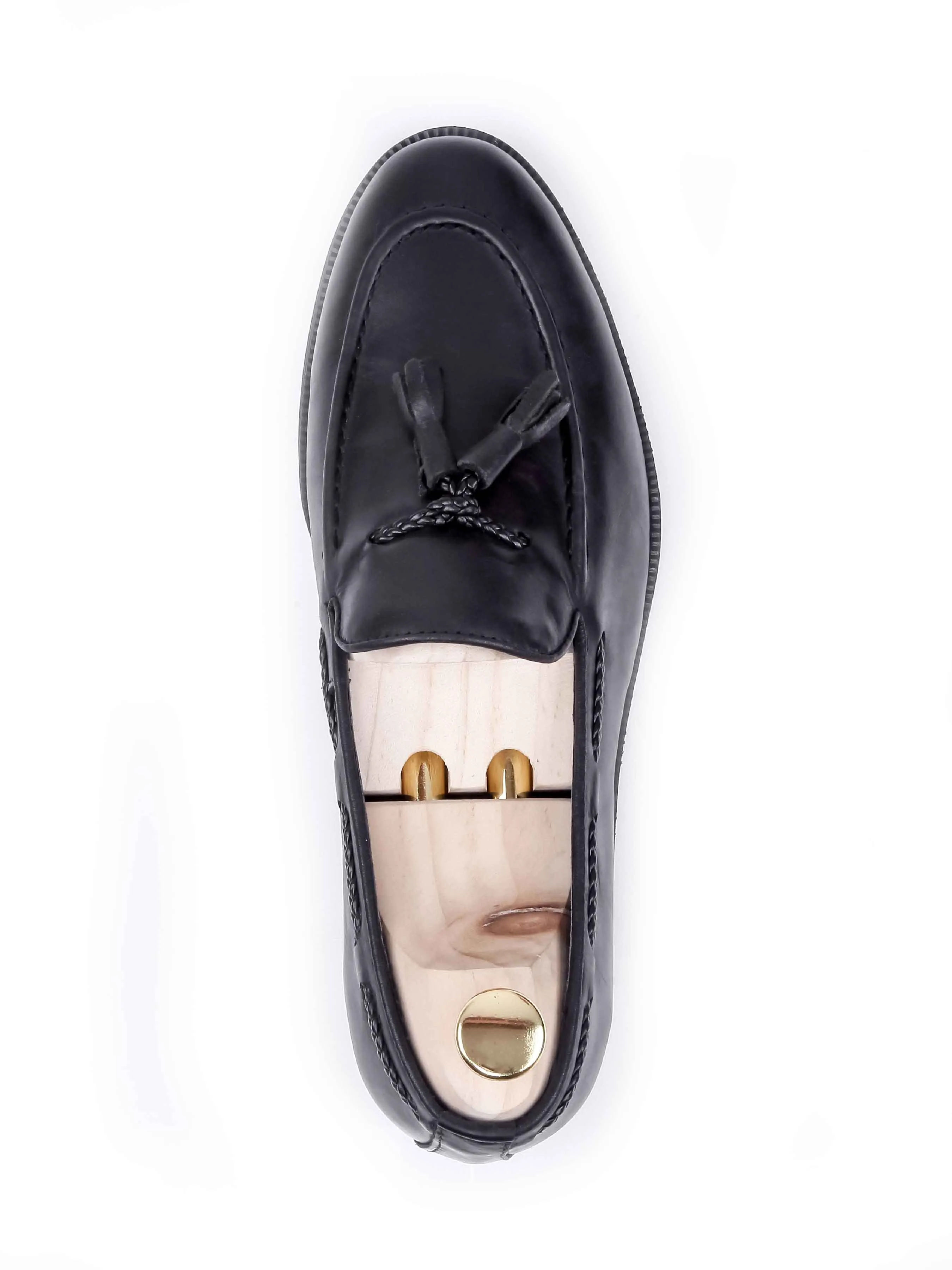 Tassel Loafer - Black Leather (Crepe Sole) Office-Ready Footwear Sole Strong