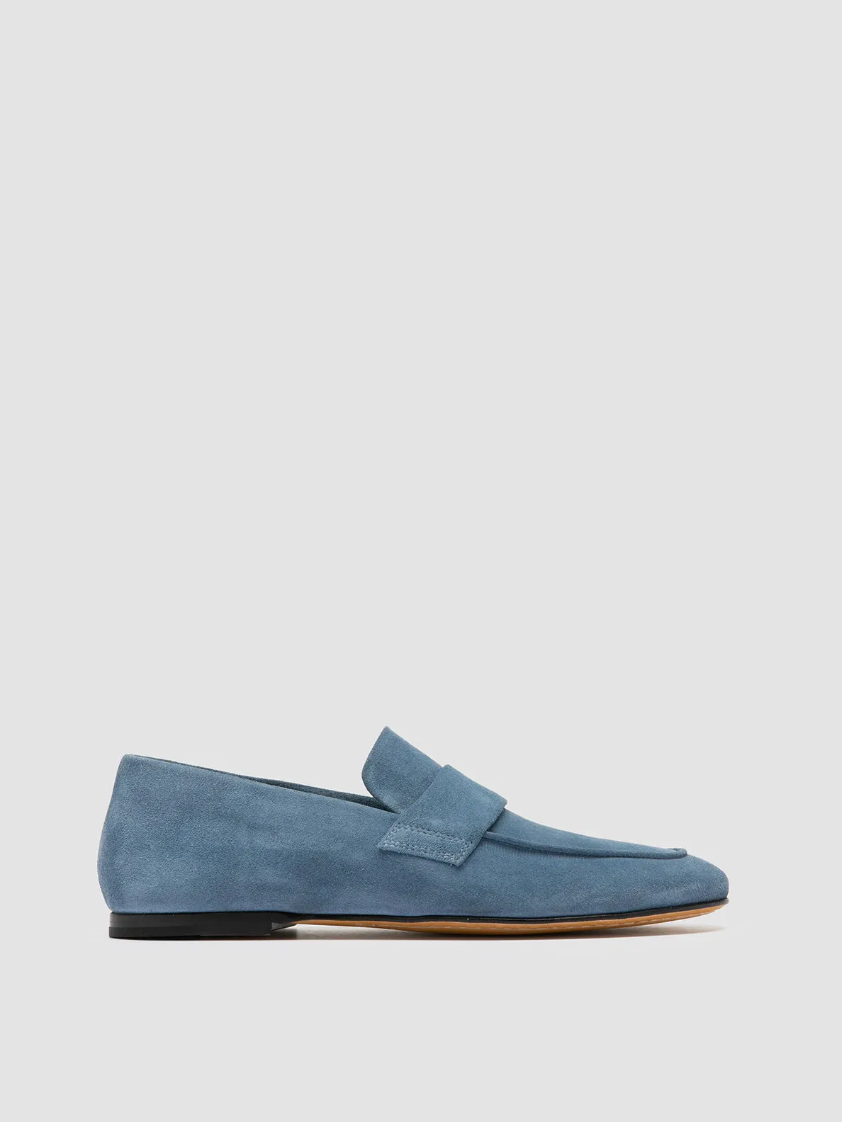 BLAIR 001 - Navy Suede Loafers Perforated Detail Path Guard
