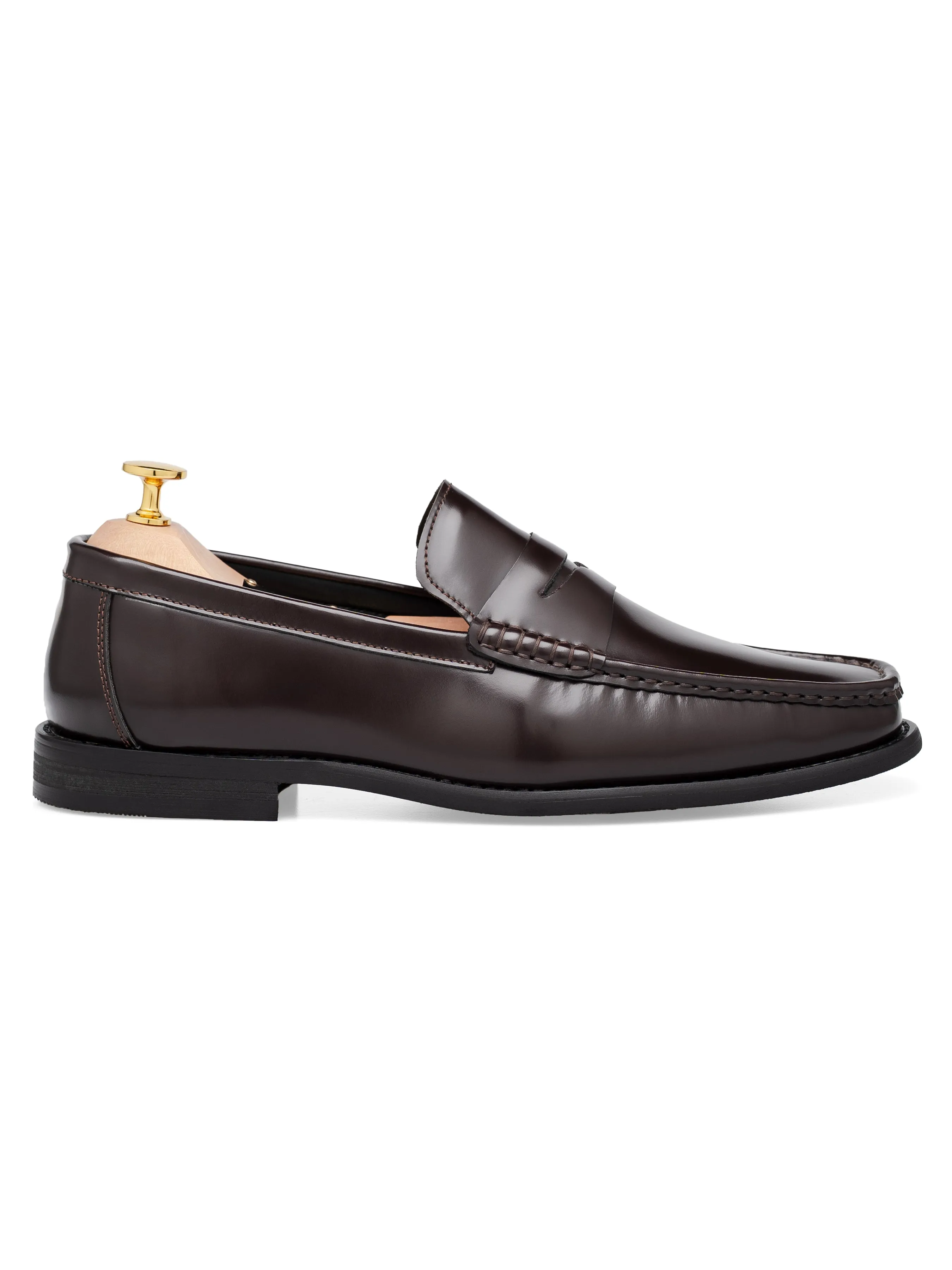 Moisture wicking Fashionable Design Marco Penny Loafer - Coffee Brown Polished Leather