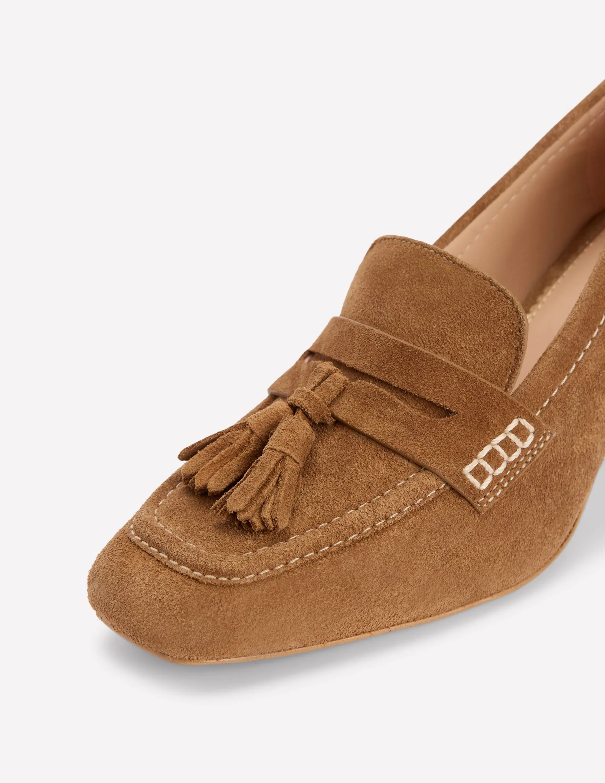 flexible shoes Sol Block Heeled Penny Loafers-Tan