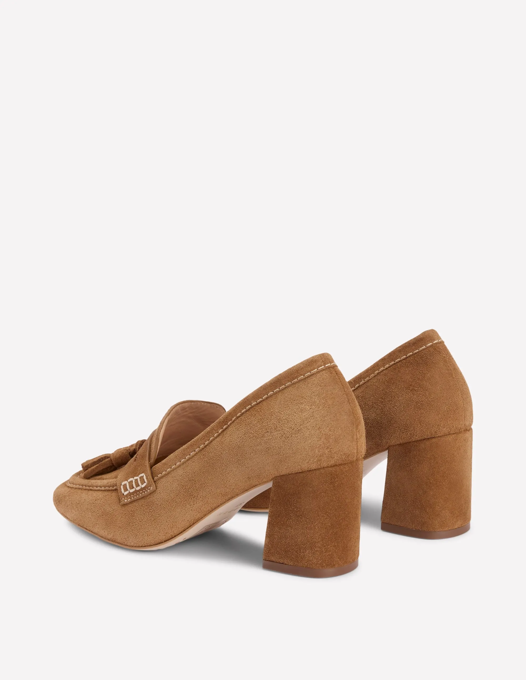 Sol Block Heeled Penny Loafers-Tan Food Trip Music Street