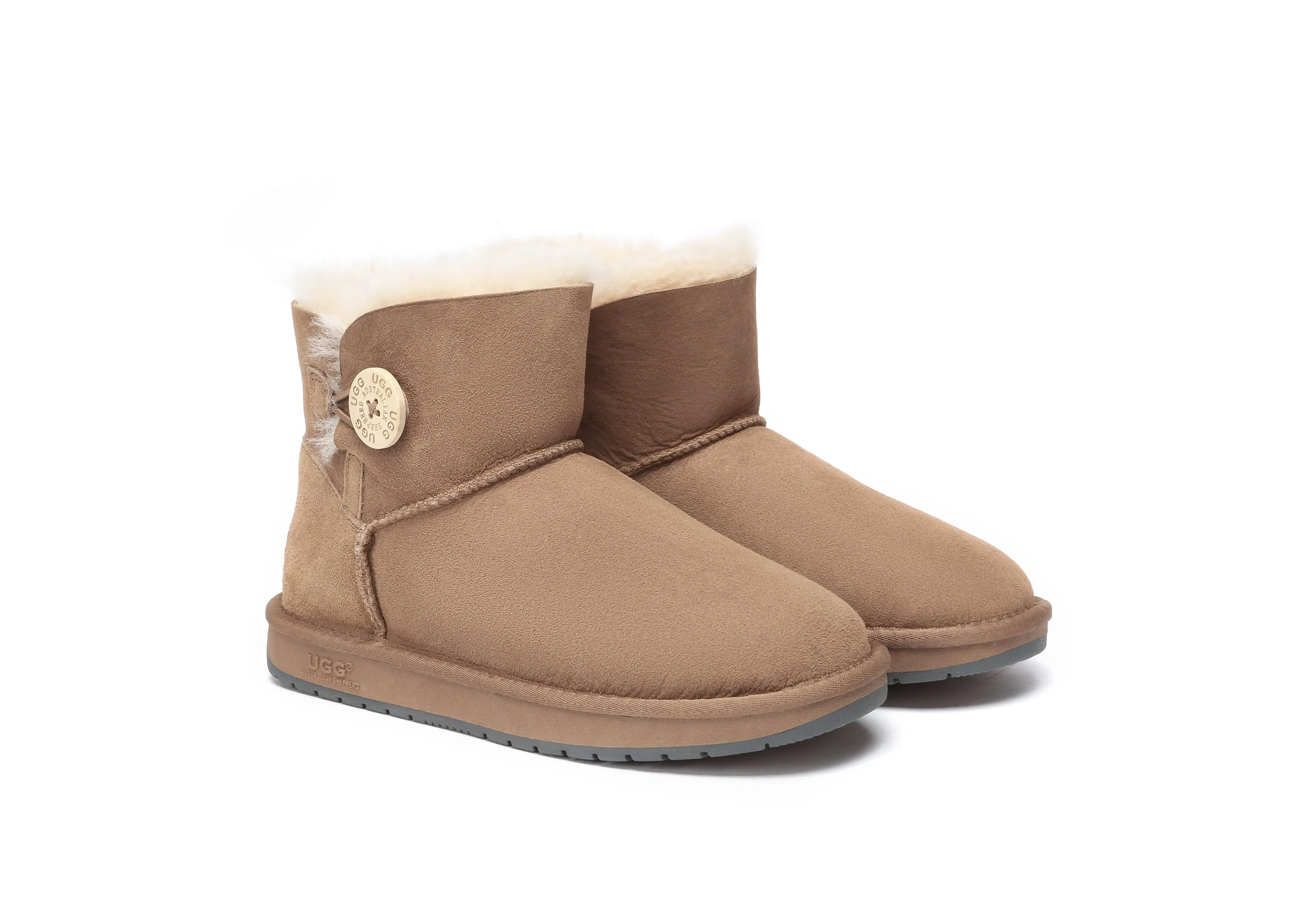 AUSTRALIAN SHEPHERD? UGG Boots Double Face Sheepskin Wool Mini Button Snow Coverage Boots