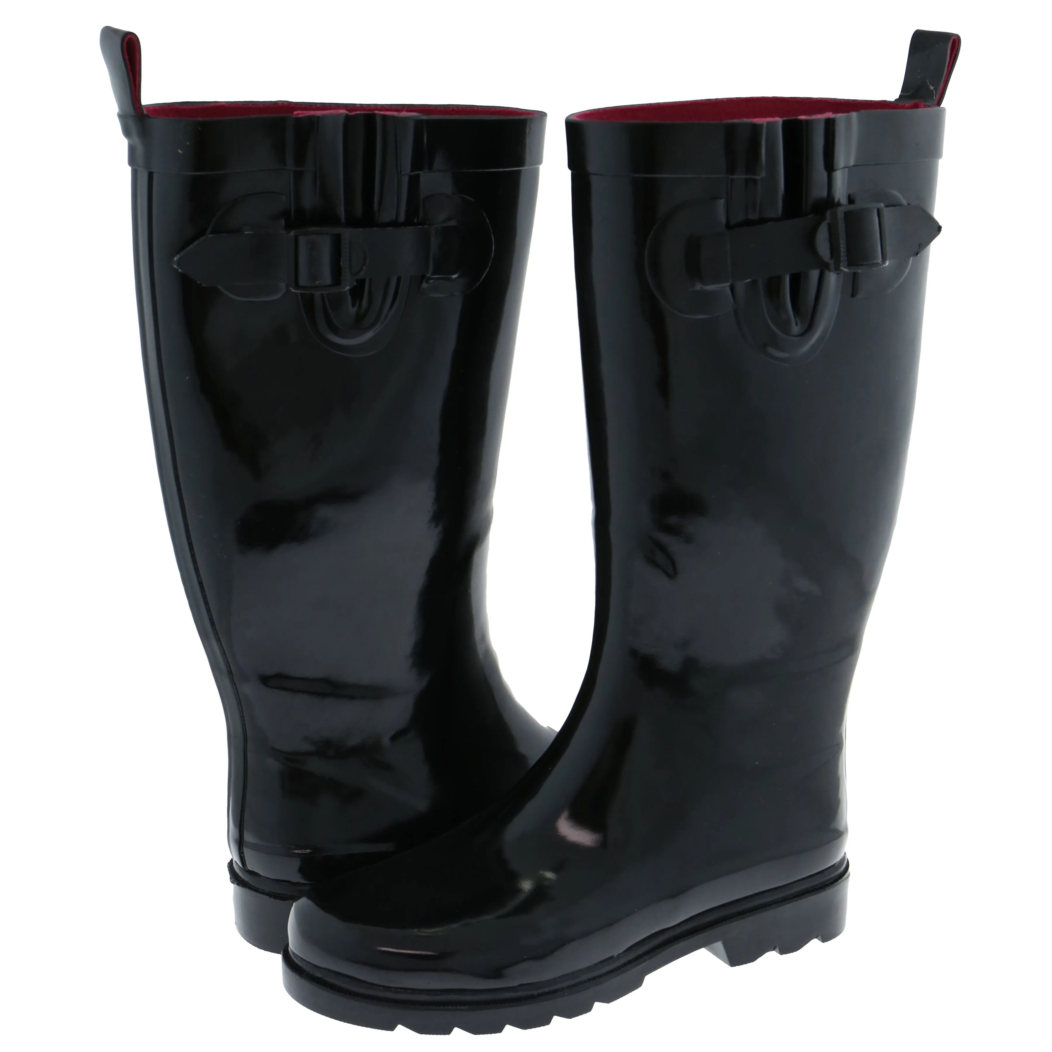 Ladies Solid Black Tall Rubber Rain Boot Chilly Boot