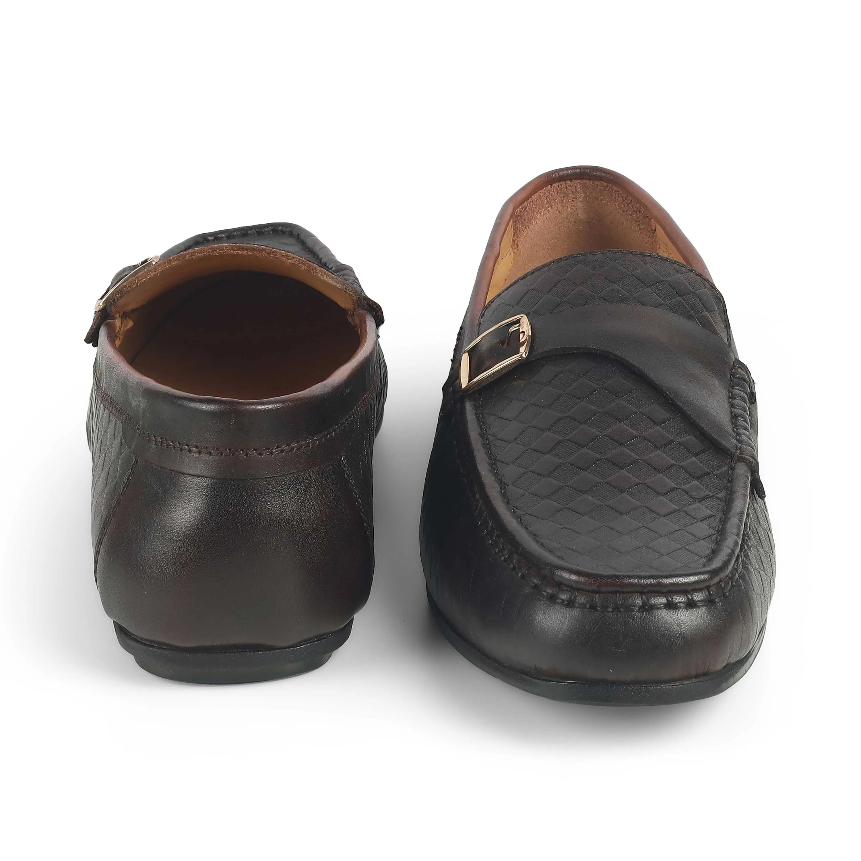 Dark Tone British Style Tresmode Smat Brown Men's Leather Single Monk Shoes