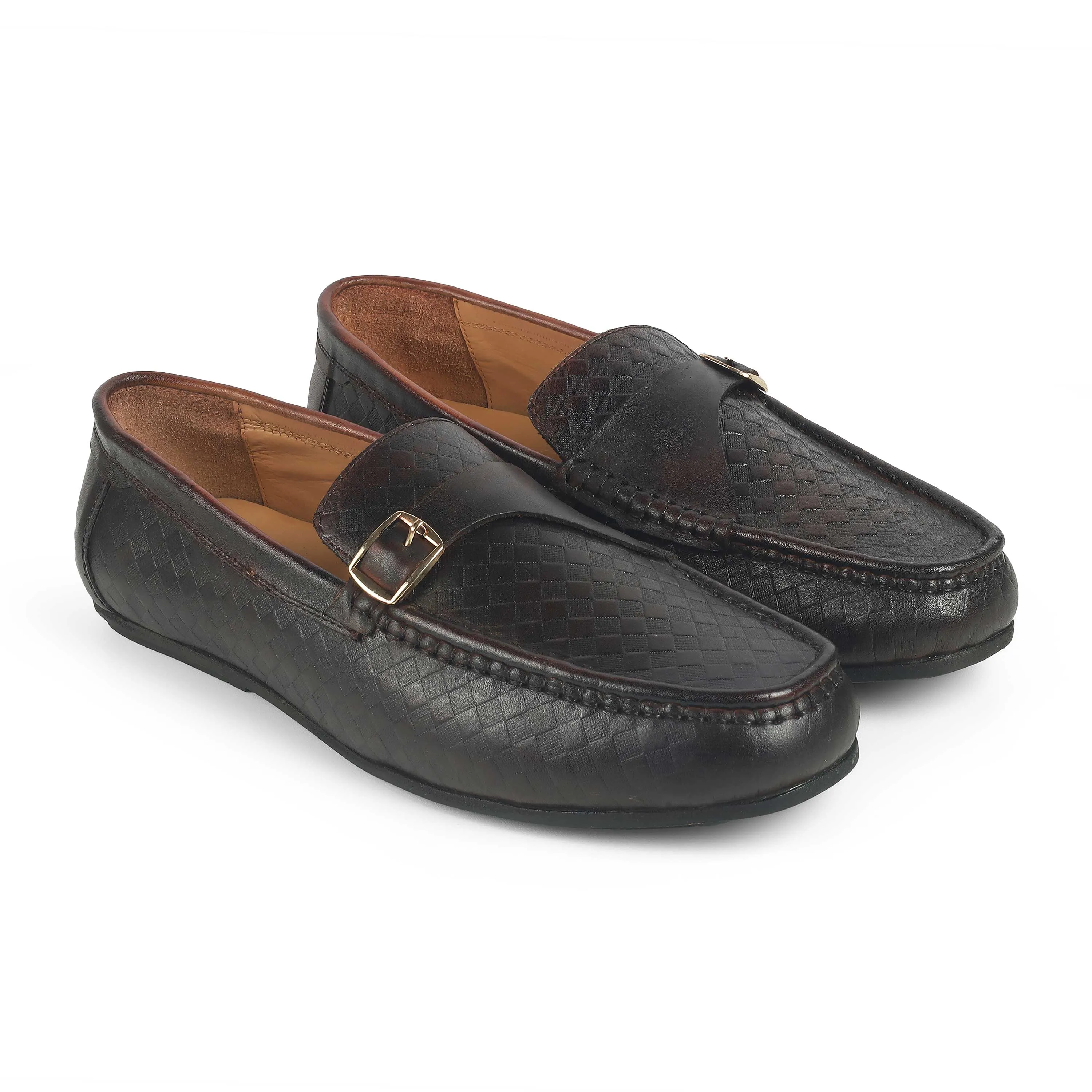 Best Man Outfit Breathable mesh Tresmode Smat Brown Men's Leather Single Monk Shoes