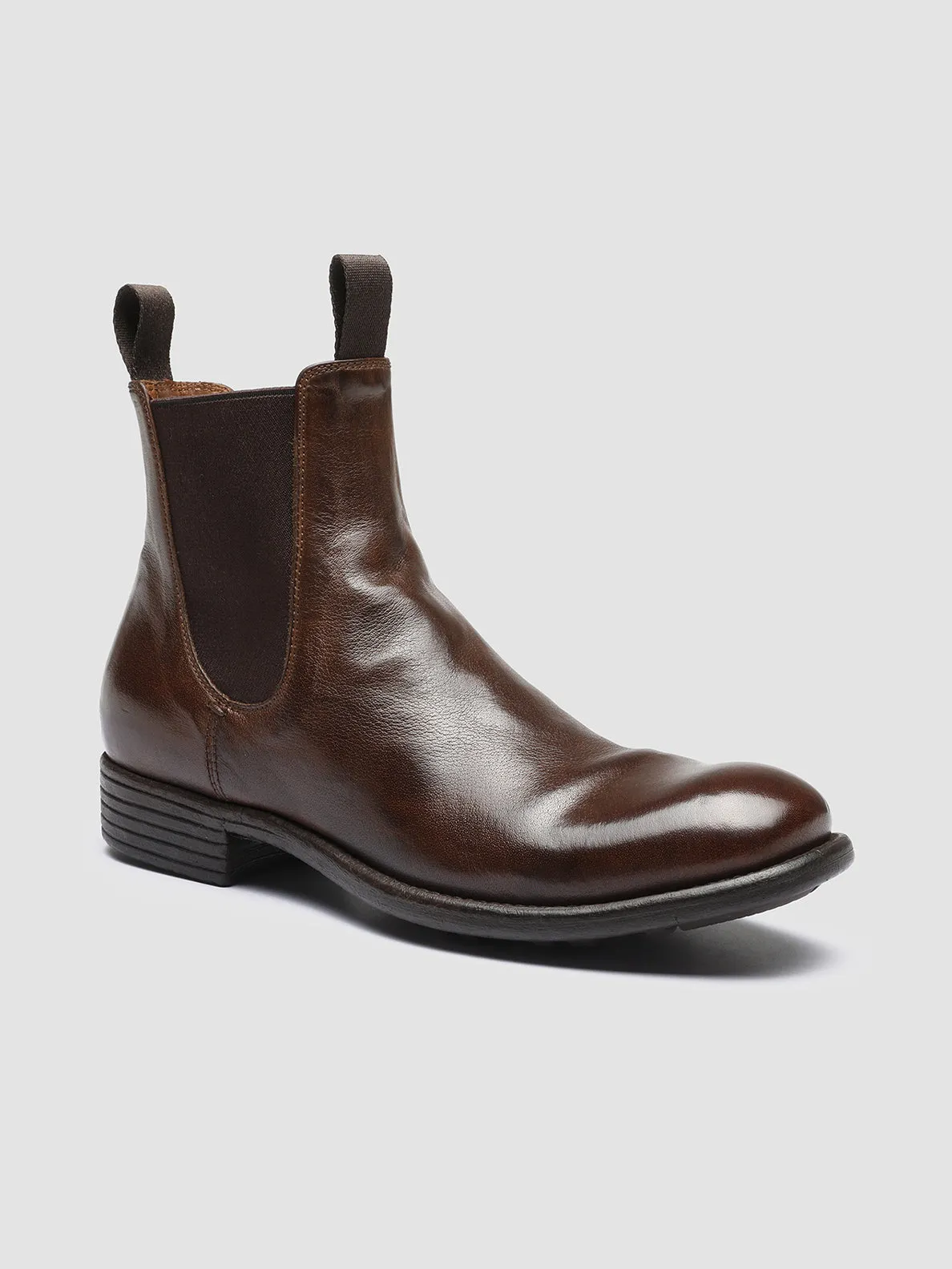 CALIXTE 004 - Brown Leather Chelsea Boots Wide fit