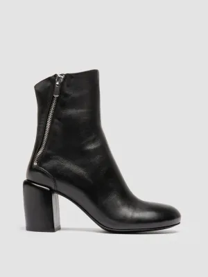FELICIA 010 - Black Leather Zipped Boots School Style
