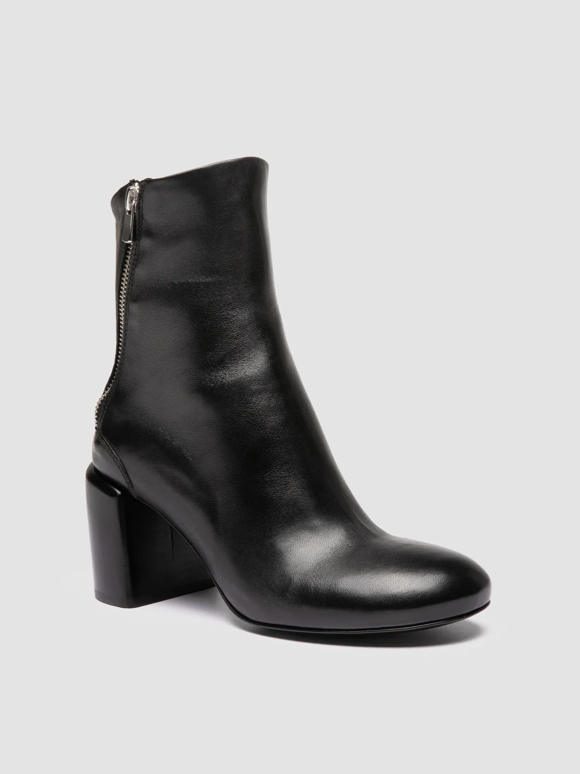 FELICIA 010 - Black Leather Zipped Boots Viral Pop