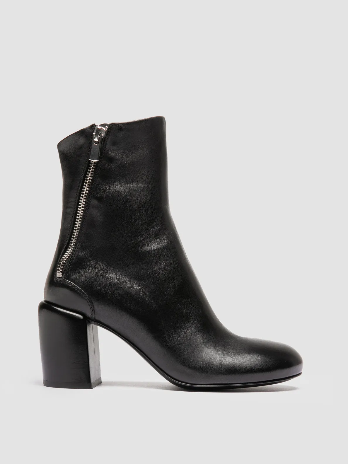 FELICIA 010 - Black Leather Zipped Boots School Style