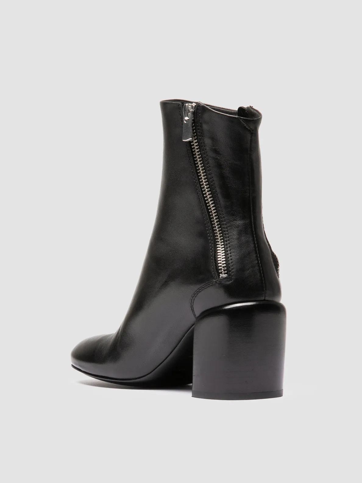 FELICIA 010 - Black Leather Zipped Boots Mesh Upper
