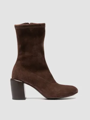 FELICIA 011 - Brown Suede Zipped Boots Kick Power Best Seller