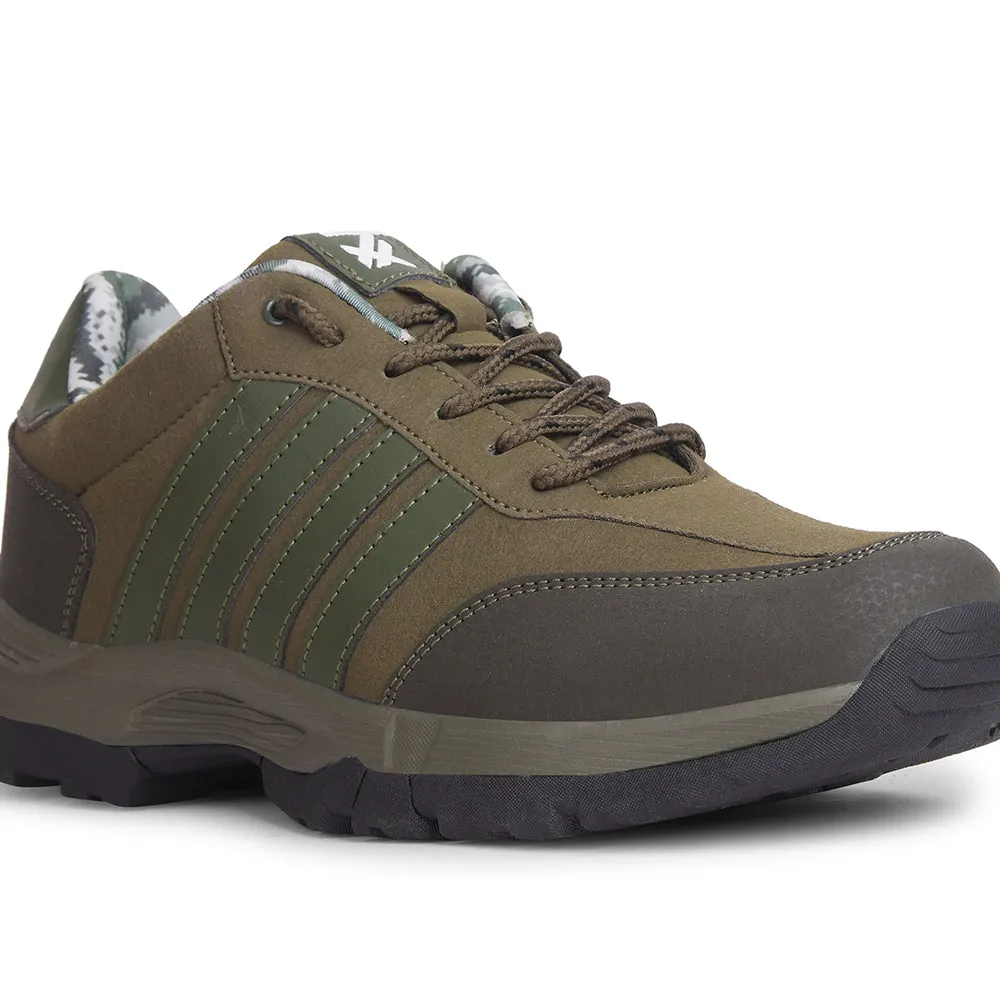 Leap7x Casual Olive Green Lacing Trekking Shoes For Mens COLUMBIA6E By Liberty Grip System Secure fit
