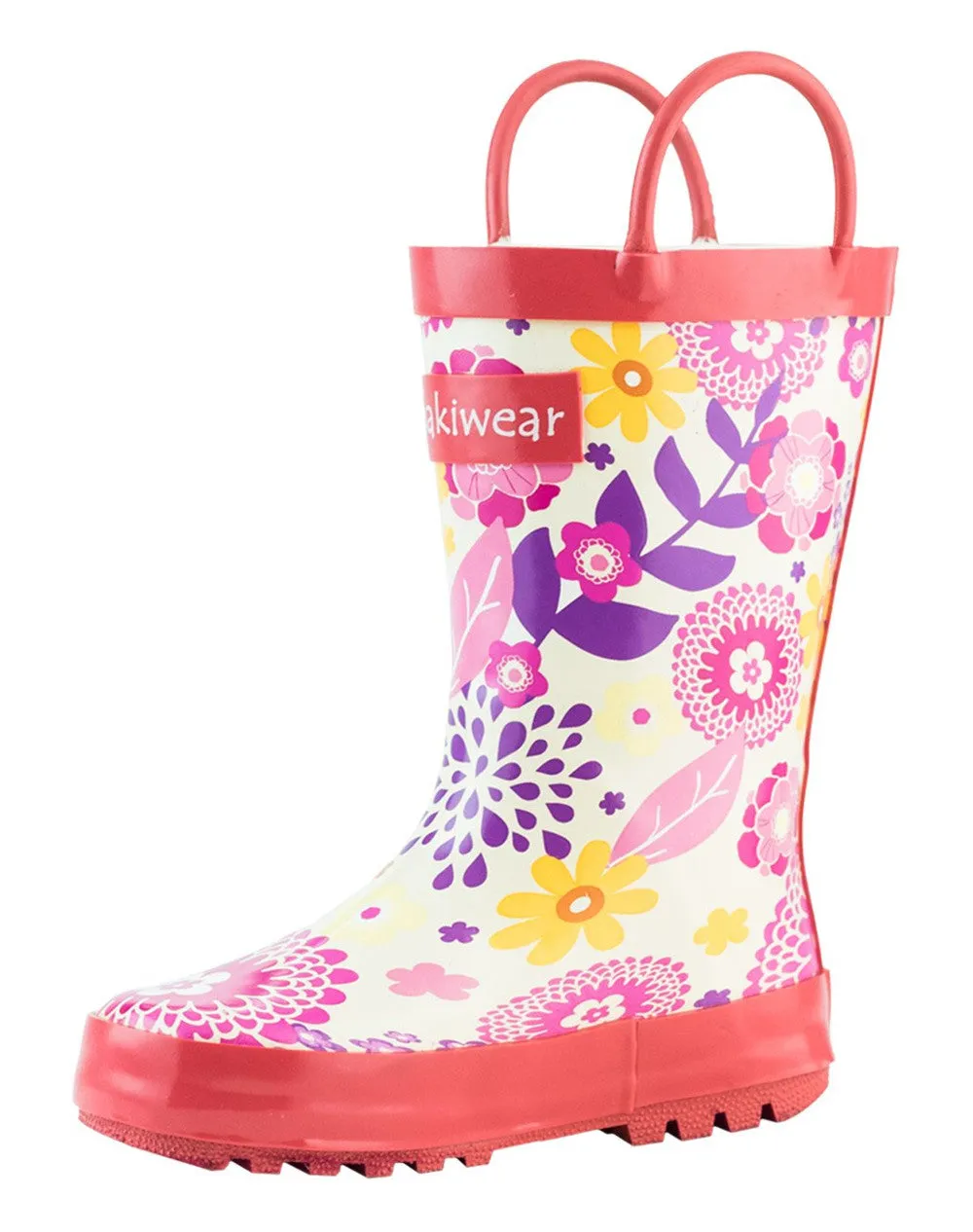 Adventure Ready Cold Protection Pink Flowers Loop Handle Rubber Boots (FINAL SALE)