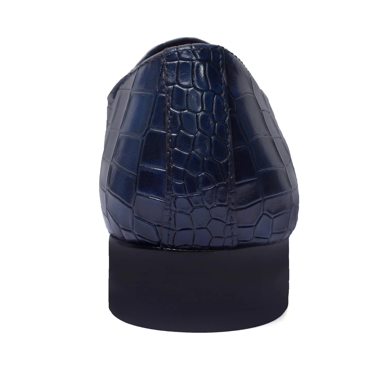 Bright shade Gala Fit Blue Deep Cut Leather Slant Toe Derby Monk Strap Shoes