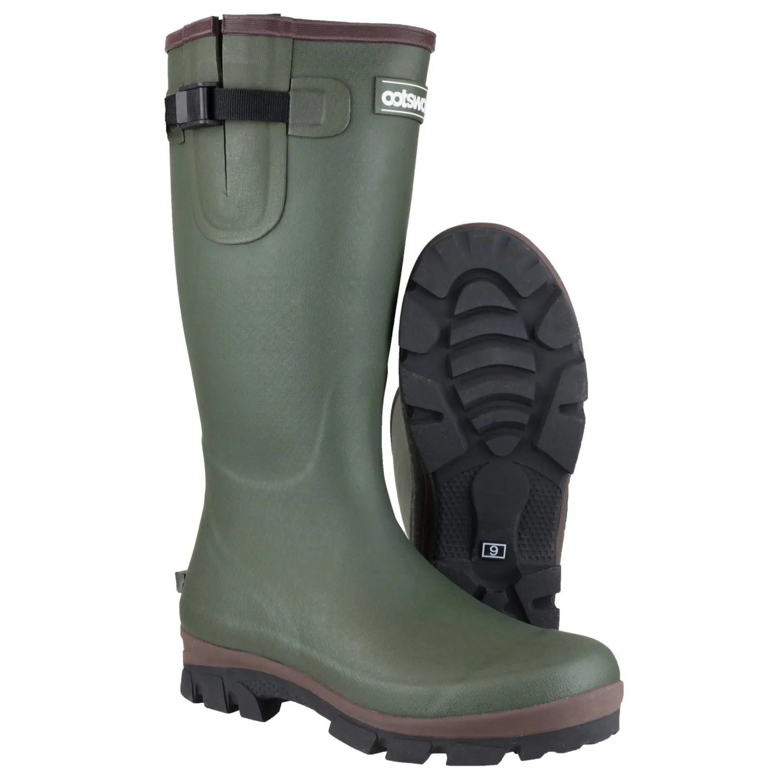 Quick Dry Protection Cotswold Mens Grange Buckle Fastening Wellington Boot Green