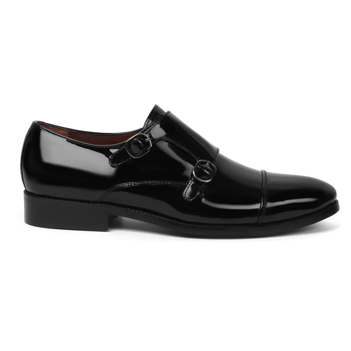 Black Patent Leather Rounded Cap Toe Double Monk Strap Formal Shoes By Brune & Bareskin Top Look