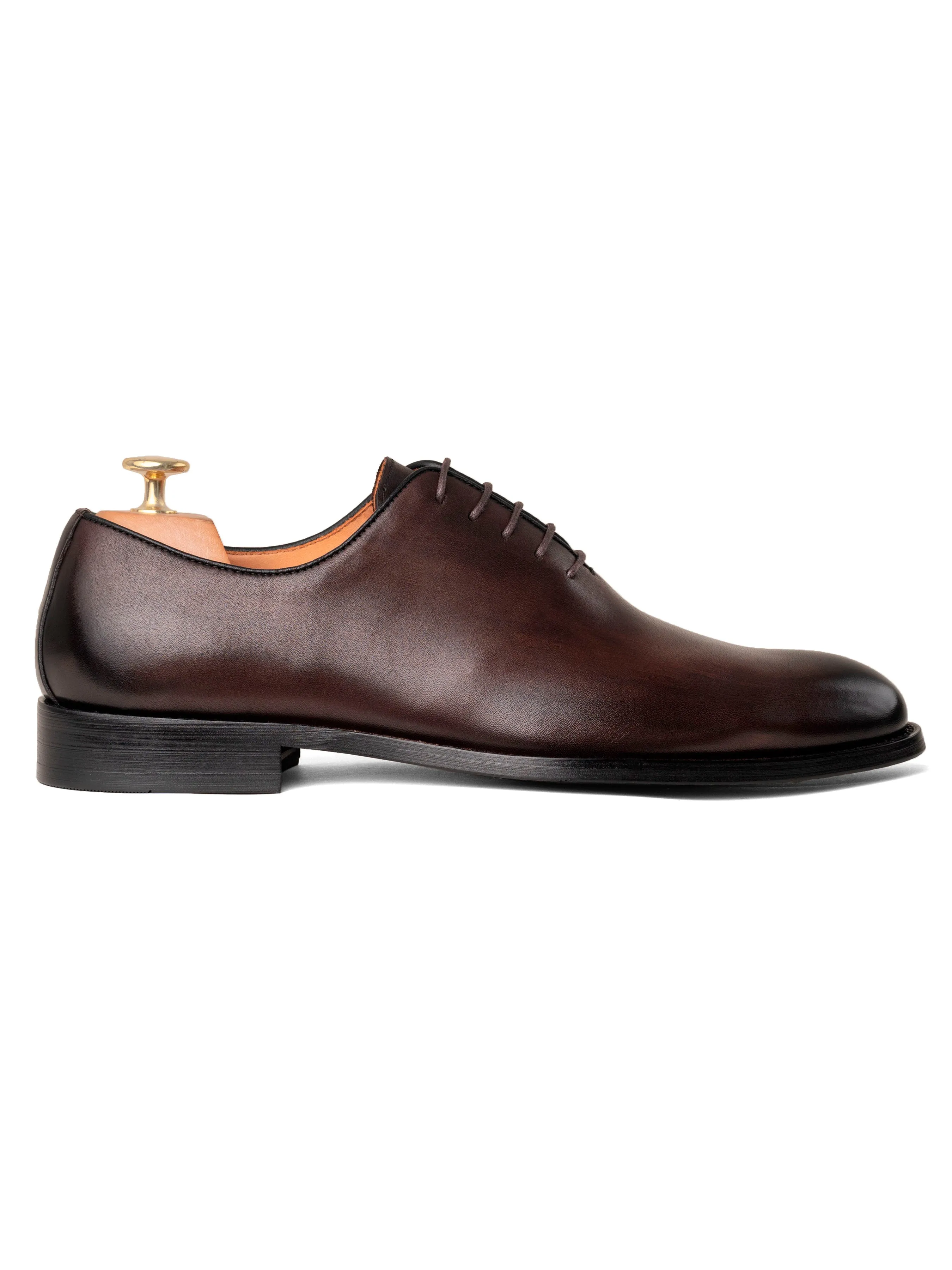 Wholecut Oxford  - Dark Brown Lace up (Hand Painted Patina) Comfortable Insole Comfortable Walk.