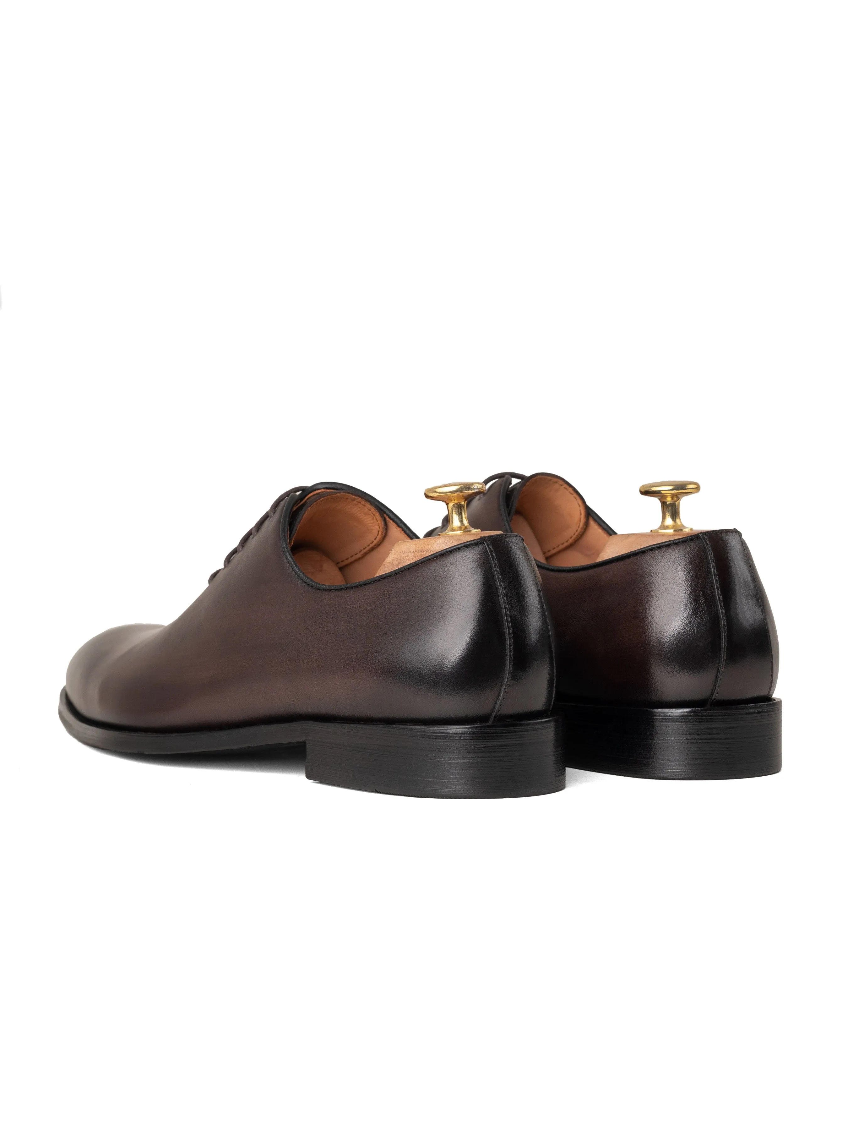 Wholecut Oxford  - Dark Brown Lace up (Hand Painted Patina) Comfortable Walk Shoes Comfortable Step