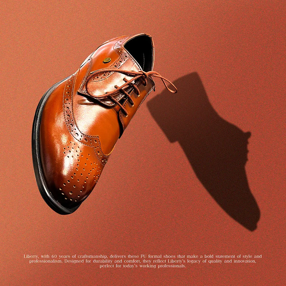 Fortune Tan Lacing Formal Oxford Shoes For Men BELGIUM01E By Liberty Flexible Fit