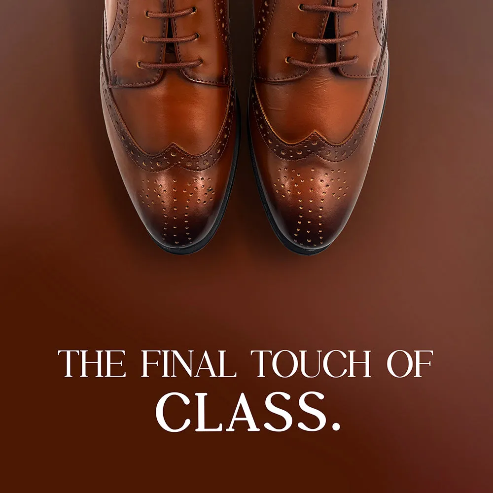 Fortune Tan Lacing Formal Oxford Shoes For Men BELGIUM01E By Liberty Elegant Fit All-day Comfort