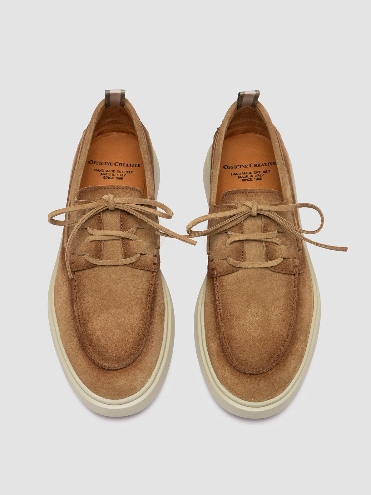 Vegetable-Tanned BONES 013 - Camel Suede Boat Shoes
