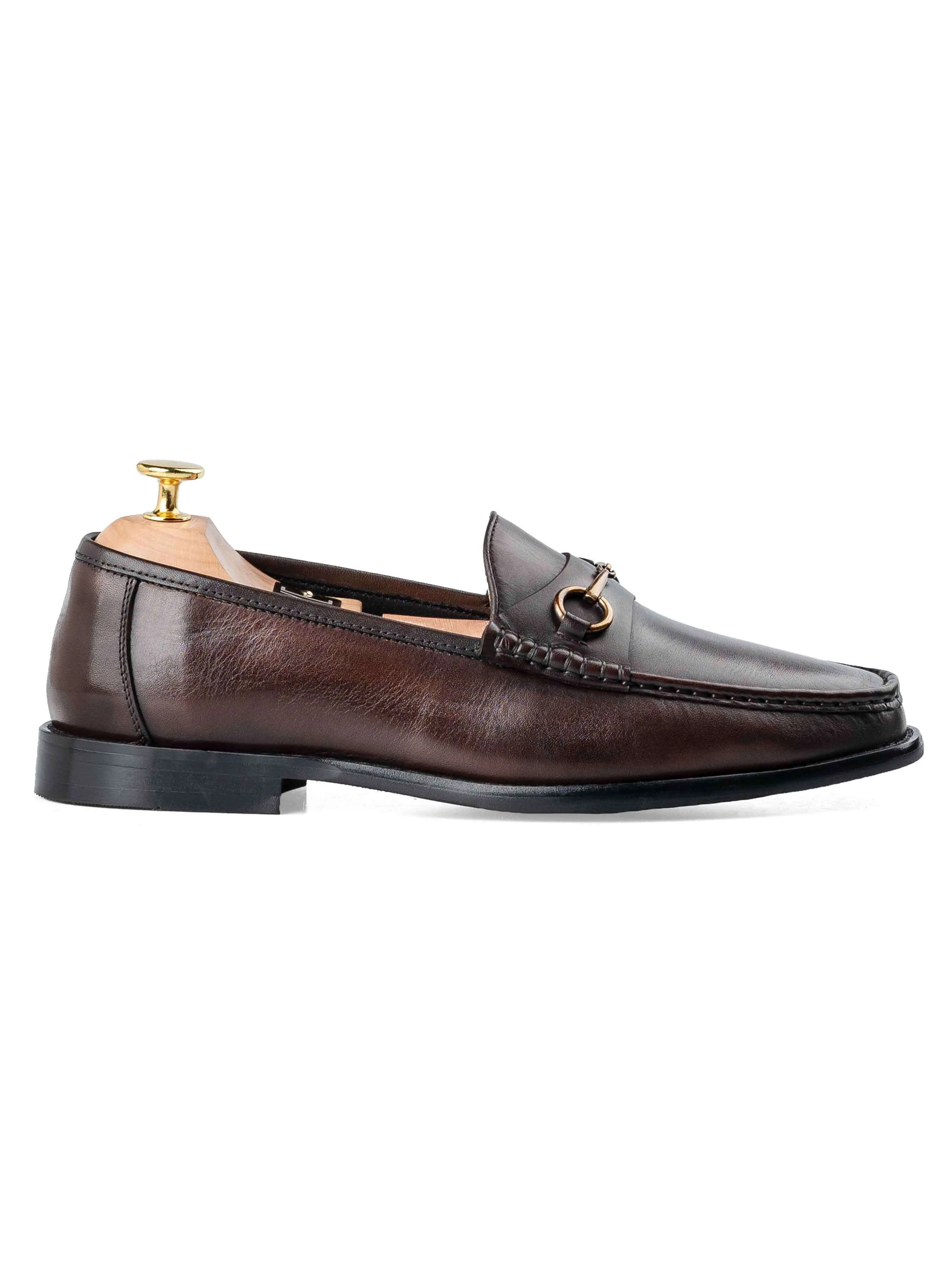 Mario Horsebit?Moccasin?Loafer - Dark Brown (Hand Painted Patina) Street Smart