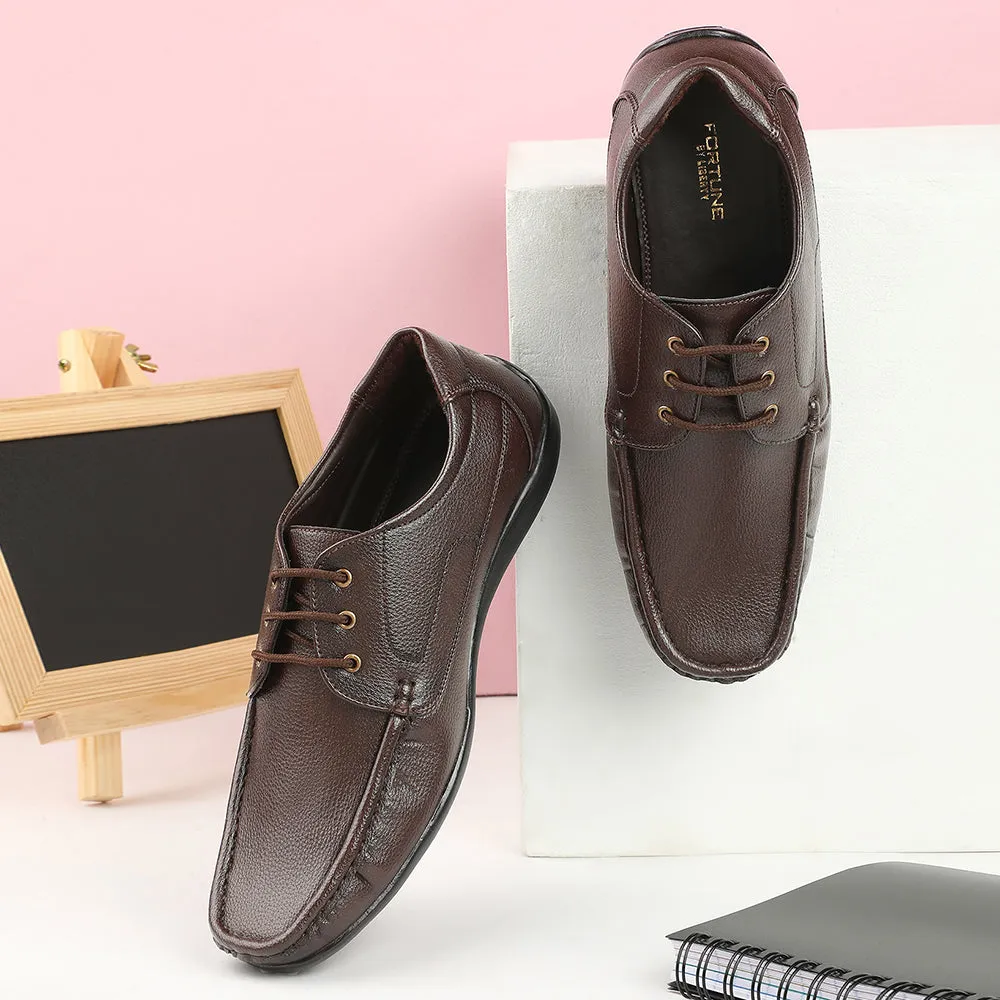 Minimal Design Fortune Brown Lacing Formal Derby Shoes For Men HML-6E By Liberty