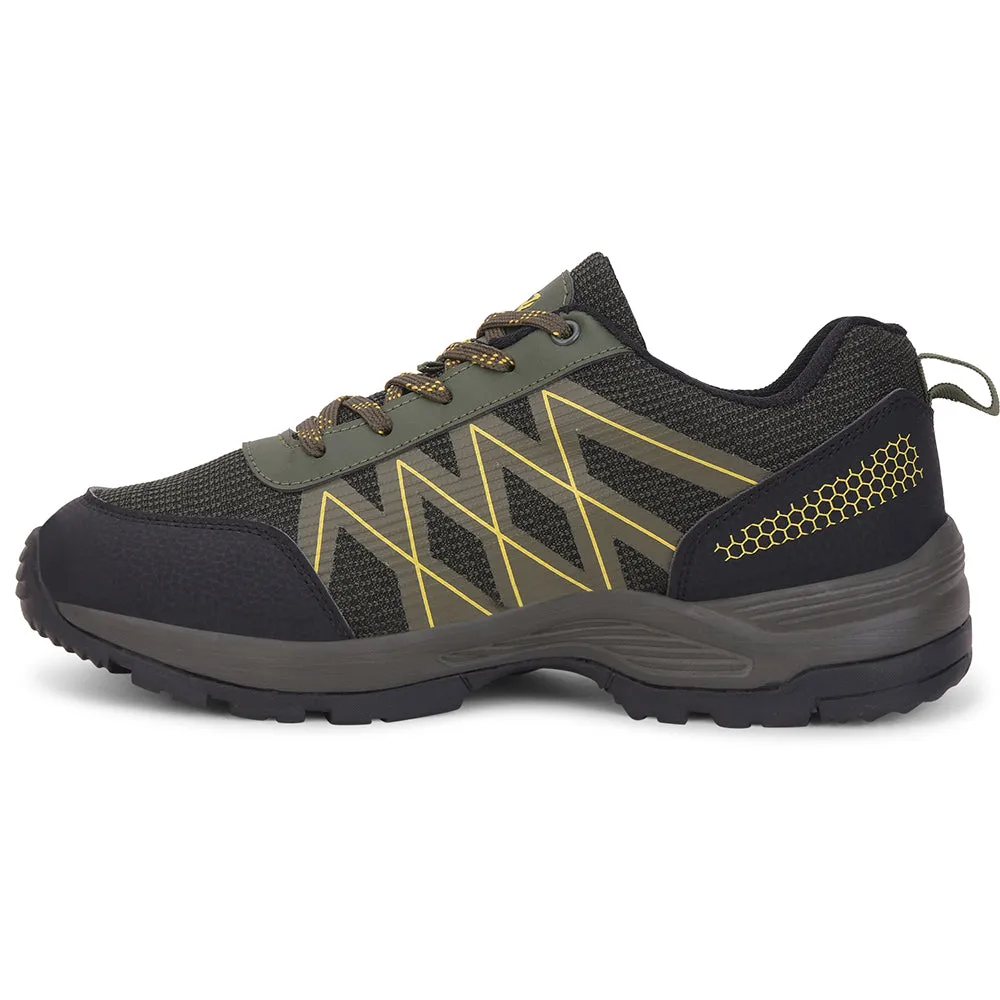 Leap7x Olive Green Sports Lace-Up Trekking Shoes For Men MOUNTAIN2E By Liberty Foot Protection System