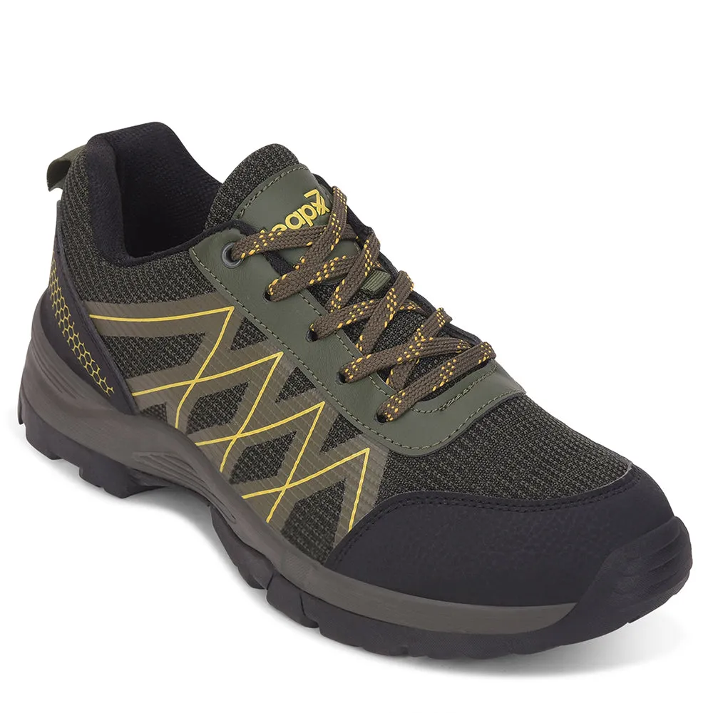 Leap7x Olive Green Sports Lace-Up Trekking Shoes For Men MOUNTAIN2E By Liberty Base Support