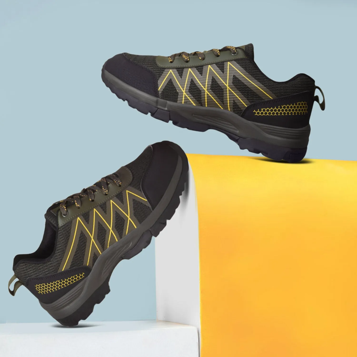 Snow Ready Hardy Footwear Leap7x Olive Green Sports Lace-Up Trekking Shoes For Men MOUNTAIN2E By Liberty