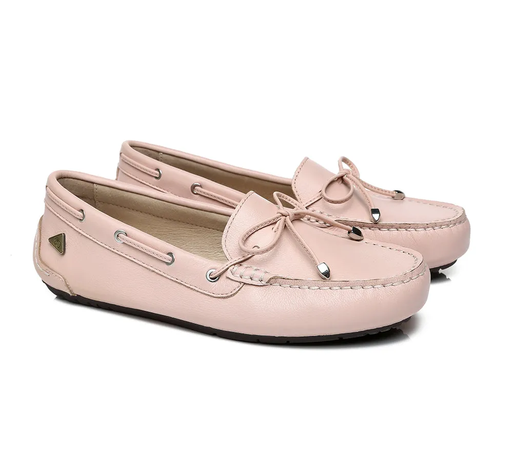 Effortless Travel Shoes Easy Travel Wear EVERAU? Women Leather Bow Casual Summer Moccasin Frida