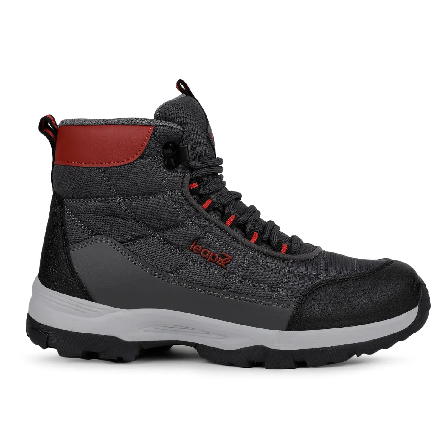 Leap7x Sports Light Grey High Ankle Trekking Shoes For Mens VERTICAL By Liberty All-Weather Wear