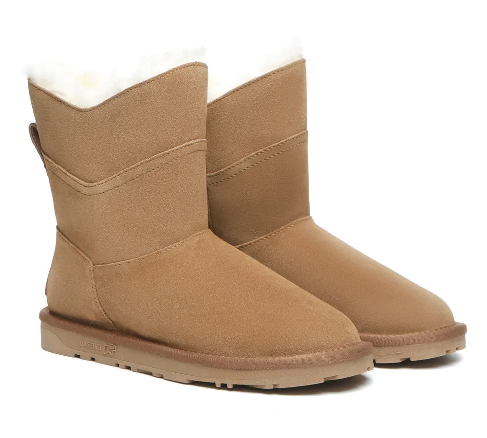 EVERAU? UGG Boots Women Premium Australian Sheepskin Wool Short Swanston 2 Panel Comfort Footwear Snow Survival