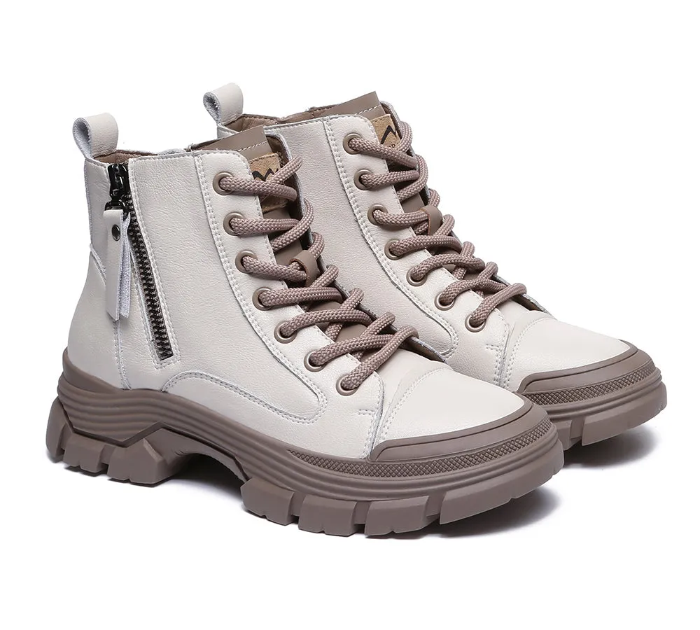 Snow Survival Gear Cold Weather Performance TARRAMARRA? Women Leather Lace Up Zipper Chunky Boots Lorrine