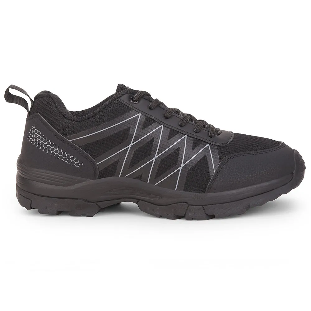 Leap7x Black Sports Lace-Up Trekking Shoes For Men MOUNTAIN2E By Liberty Adventure Ready Gear