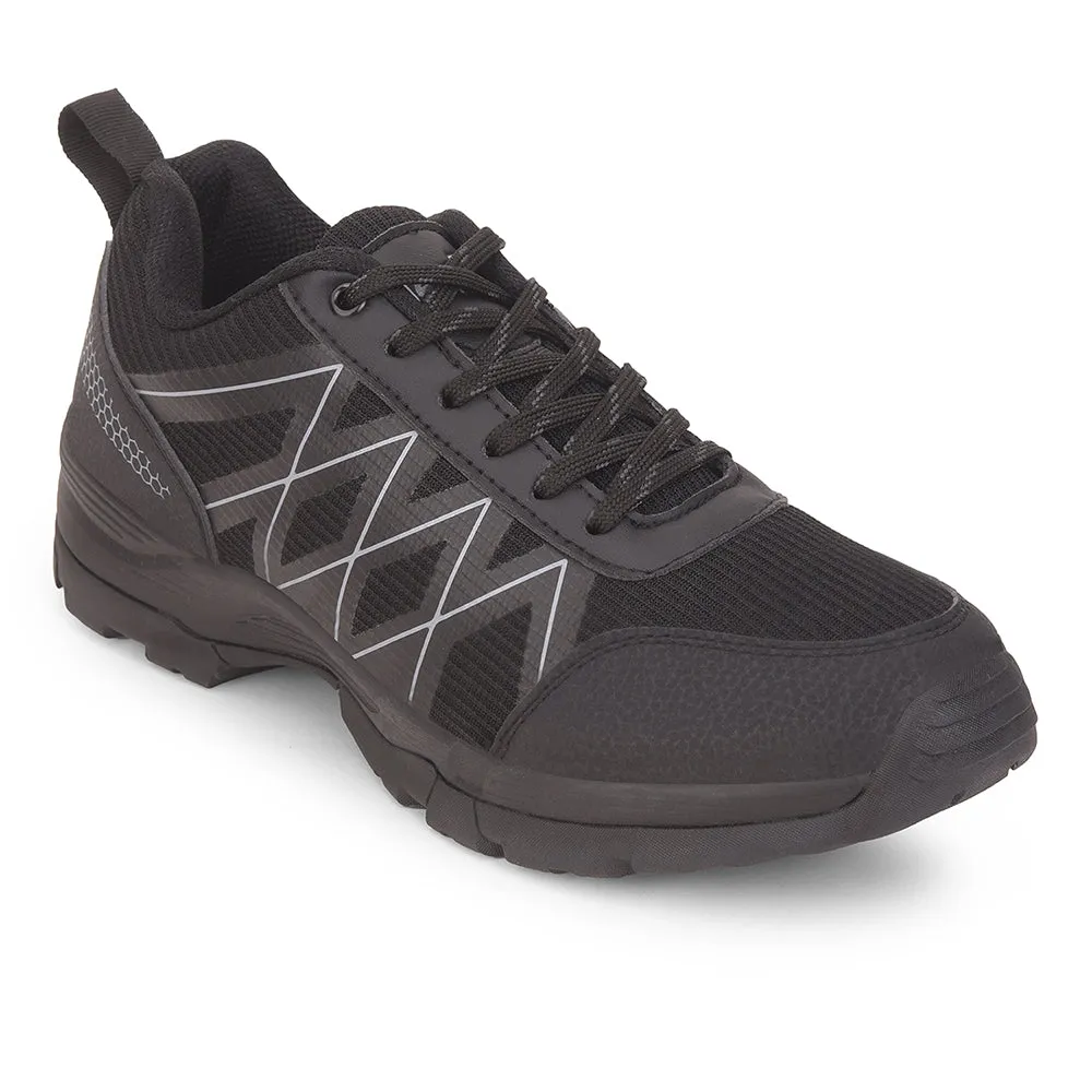 Leap7x Black Sports Lace-Up Trekking Shoes For Men MOUNTAIN2E By Liberty forest walk