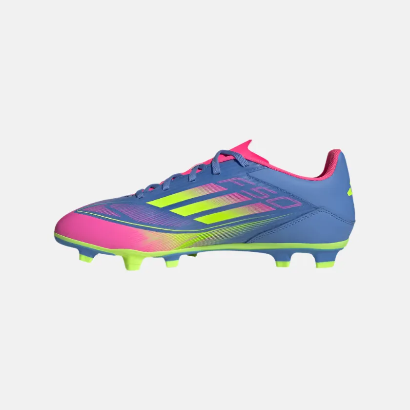 Adias F50 Club Firm/Multi-Ground Men's Football Shoes -Blue Fusion/Lucid Lemon/Lucid Pink Speed Track