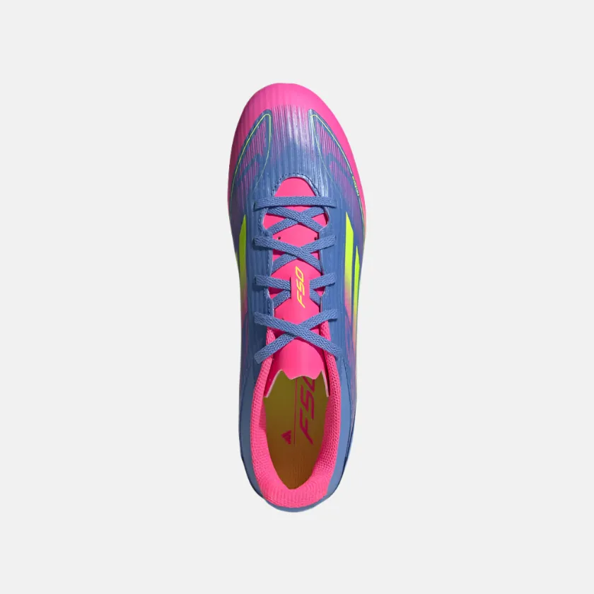 Quick Moves Adult League Adias F50 Club Firm/Multi-Ground Men's Football Shoes -Blue Fusion/Lucid Lemon/Lucid Pink