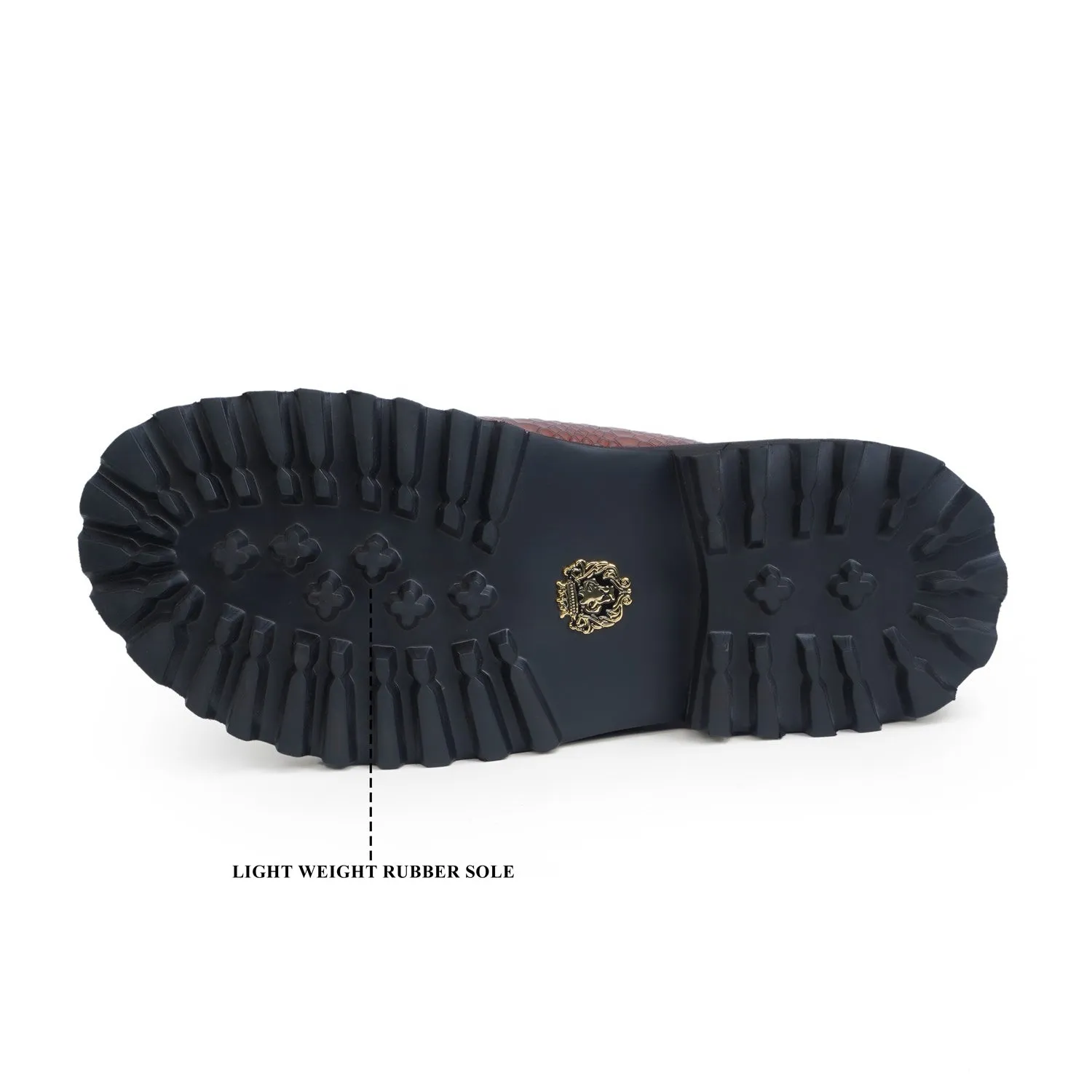Lug Sole Adjustable Buckle Leather Slipper in Snake Skin Textured Opulent Edge Heel Fit