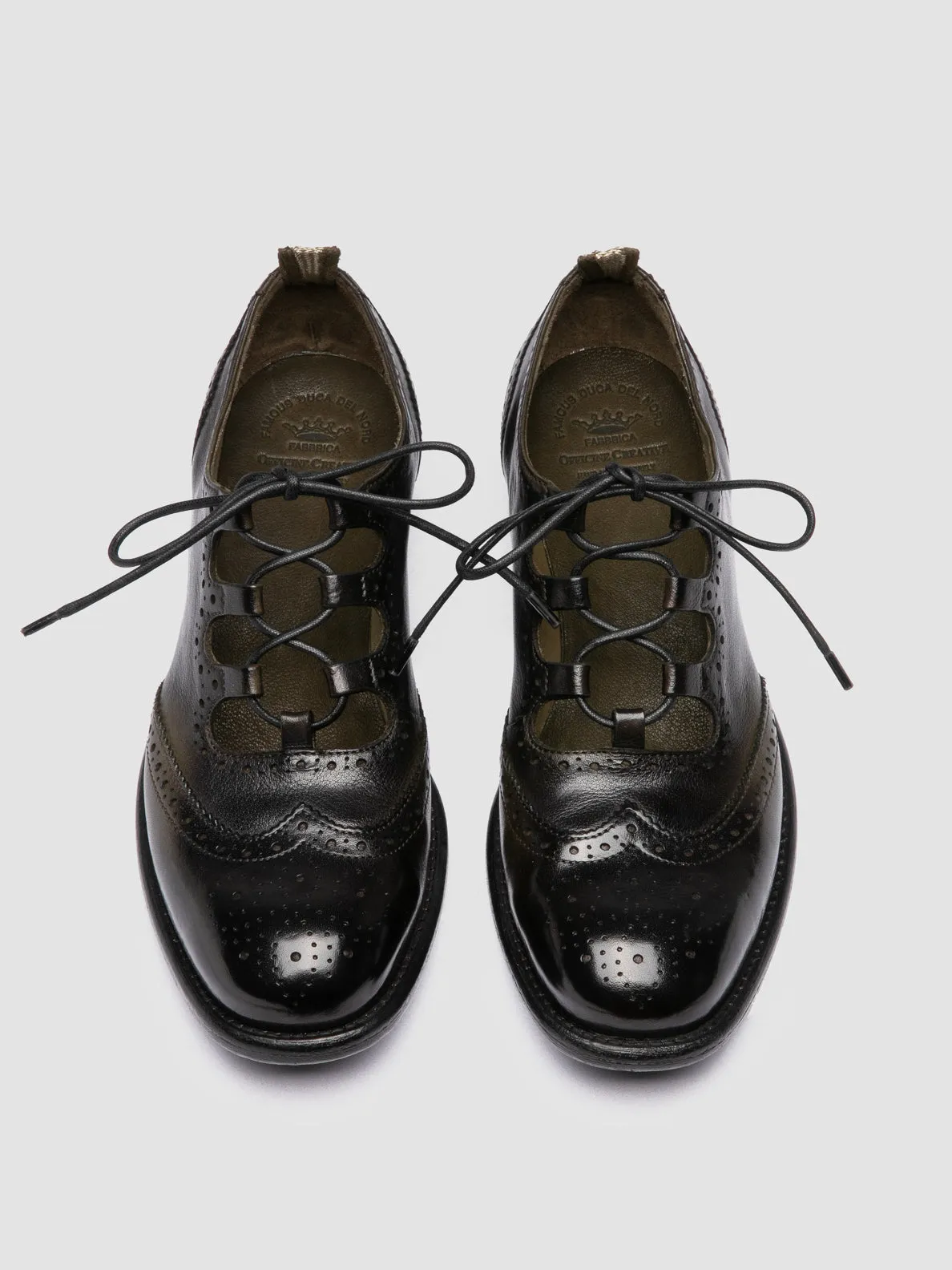 Work Shoes CALIXTE 084 - Green Leather Oxford Shoes