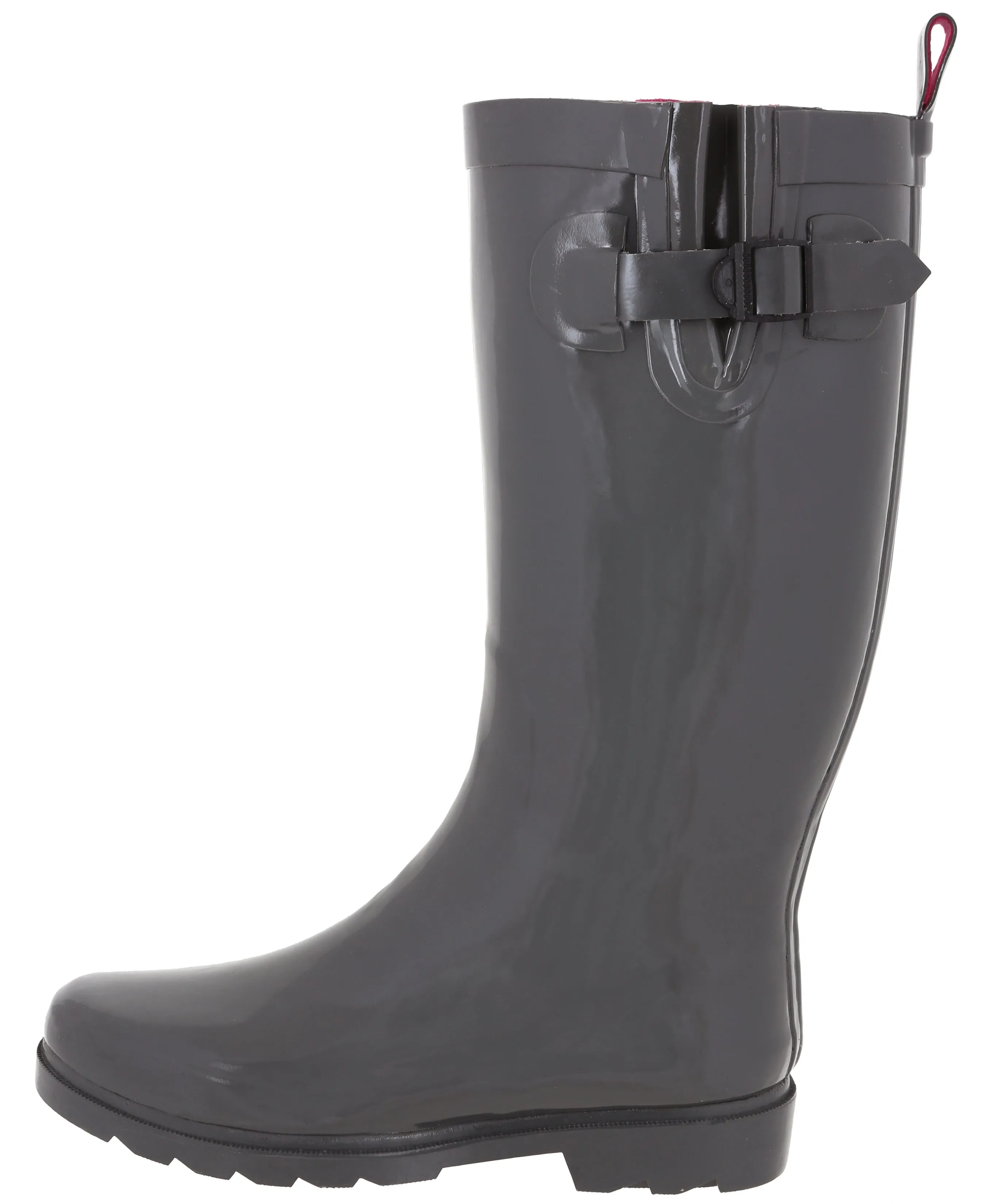 Slip Protection Weather Ready Boots Ladies Solid Grey Tall Rubber Rain Boot